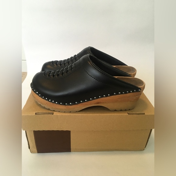 Troentorp Shoes - Troentorp Wright Leather Clogs Womens US 7 / EU 37 Black Braided  Shoes